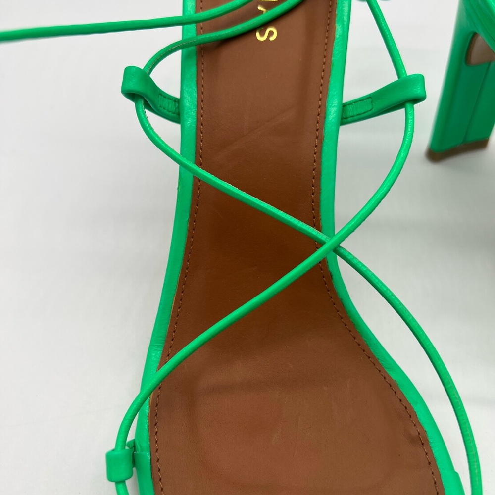 ALOHAS Bellini Neon Green Heeled Lace Up Sandals New - Picture 7 of 11